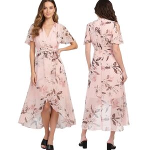 ELIZA J Floral Print High Low Ruffle Dress - Size 6